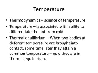 Zeroth law of thermodynamics | PPTX