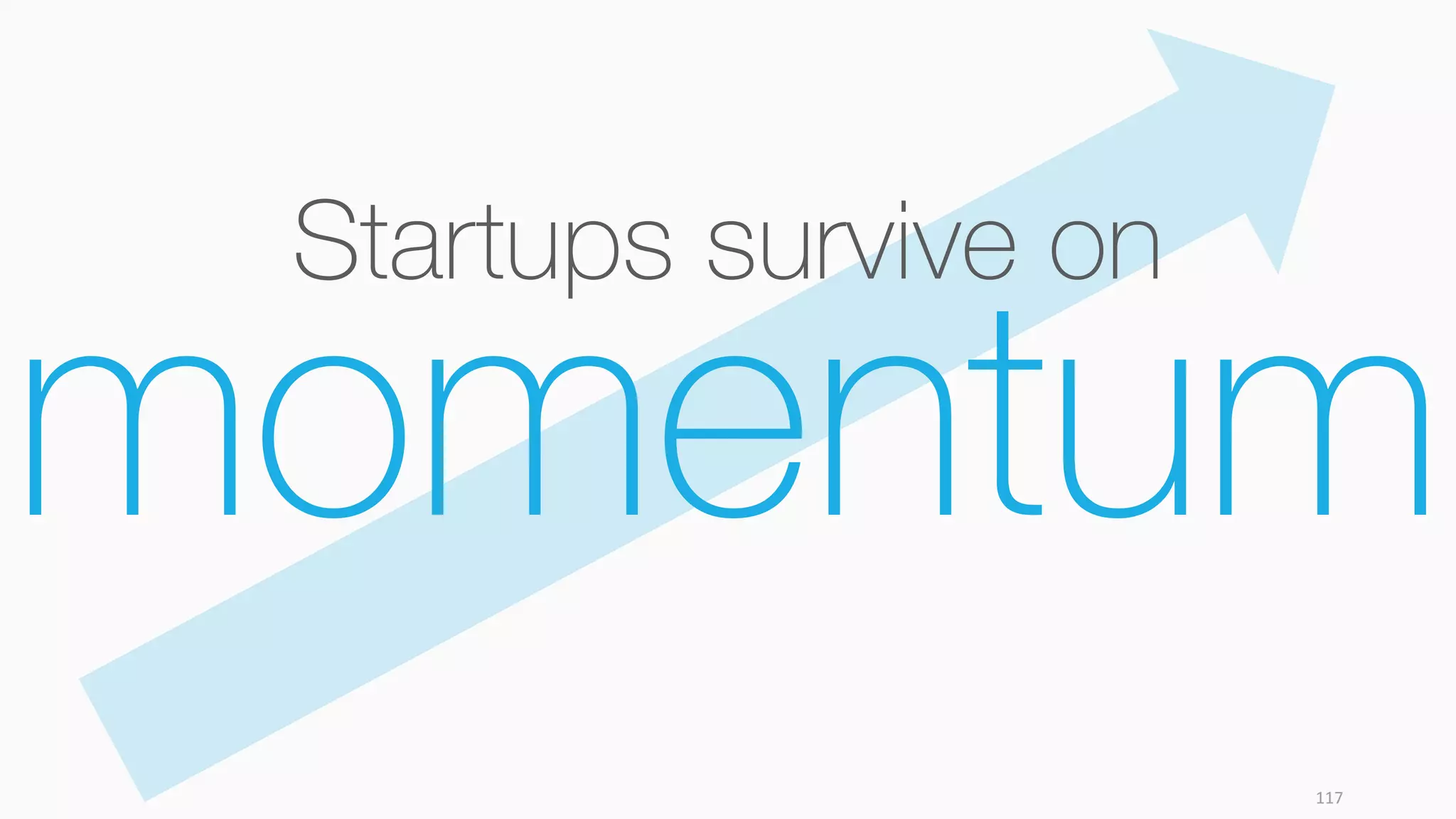 117
Startups survive on
momentum
 