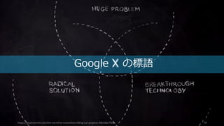 https://backchannel.com/the-secret-to-moonshots-killing-our-projects-49b18dc7f2d6 76
Google X の標語
 
