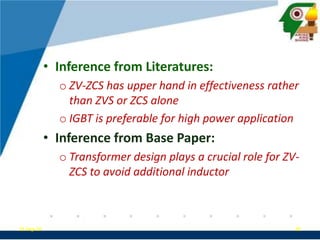 Inference from Literatures: ZV-ZCS has upper hand in effectiveness rather than ZVS or ZCS alone	