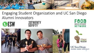 11
Engaging Student Organization and UC San Diego
Alumni Innovators
 