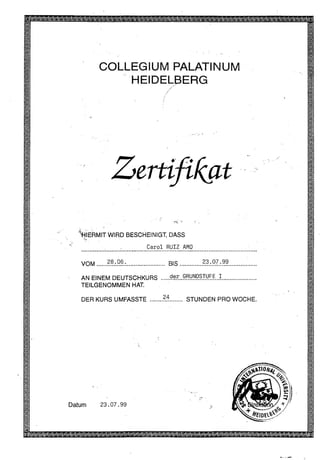 Zertifikat - SCHILLER INTERNATIONAL UNIVERISTY 