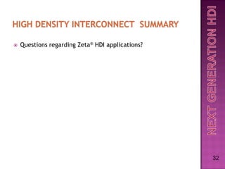    Questions regarding Zeta® HDI applications?




                                                  32
 