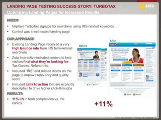 LANDING PAGE TESTING SUCCESS STORY: TURBOTAX
Optimizing Landing Pages for Increased Results


   Improve TurboTax signups...