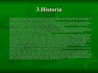 3.Historia La primera aparicion de Zetsu en la serie fue justo después de la pelea de Naruto Uzumaki y Sasuke Uchiha en el Valle del Fin. En el momento en que ellos hicieron sus últimos ataques, Zetsu apareció en la distancia, como si estuviera midiendo su poder. Luego apareció con los demás miembros de Akatsuki en una reunión sobre sus planes y la situación del mundo que les rodea. Ya en la segunda parte, fue el responsable de advertir a Akatsuki de las posiciones del equipo de Kakashi  y del de Gai-sensei, mientras se extraía el Shukaku a Gaara. Luego, fue enviado para eliminar los cadáveres de aquellos con los que el Lider  usó su técnica de cambio de forma para retener a ambos equipos. Además, debía recuperar los anillos de Sasori y Deidara si estos eran derrotados. Esto hace pensar que no son más que simples joyas. Deidara sin embargo no murió, y el anillo de Sasori  pasó a Tobi, que ingresó así en Akatsuki. Más tarde, se encargó de llevar al Jinchūriki del Bijū de dos colas  hasta el lugar de extracción, después de que Hidan y Kakuzu la derrotaran, no teniendo apariciones posteriores hasta la pelea de Deidara con Sasuke, la cuál él observa, informando más tarde a Akatsuki  de la muerte del primero y las aparentes muertes de Tobi y Sasuke. Vuelve aparecer al final del combate entre Pain y Jiraiya, manteniendo una conversación con el primero en la que revela que él también conoce la auténtica identidad de Tobi, aunque se marcha de nuevo para, aparentemente, observar el combate entre Sasuke e Itachi, combate que observa y va comentando consigo mismo. Tras observar como Sasuke logra detener el Tsukuyomi y evadir el Amaterasu, se sorprendió del gran poder de Sasuke y su Kirin, que aparentemente acaba con Itachi, no obstante este emerge y logra poner en jaque a su hermano con el Susanō, la última técnica del Mangekyō Sharingan, que sella a un emergente Orochimaru con la  Espada de Totsuka  y repele todos los ataques del joven Uchiha con el  Espejo de Yata , finalmente constata que la salud de Itachi se ha deteriorado mucho con el Susanō y finalmente se desploma cuando estaba a punto de lograr su victoria. Zetsu constata la muerte de Itachi mientras se pregunta acerca del desarrollo del combate, en el que Itachi estaba seriamente mermado, tras determinar que el ganador es Sasuke, desaparece del lugar antes de que el menor de los Uchiha se desmaye junto al cadáver de su hermano y Amaterasu incendie el bosque cercano. Luego llega donde se encuentra combatiendo Tobi contra el equipo 7, allí le informa a este, que Itachi  ha muerto y que Sasuke, ha quedado desmayado, ante lo cual Tobi se sorprende y deciden retirarse del campo de batalla, junto con él. Antes de retirarse es llamado "Aloe Vera" por Naruto y le exige que le diga donde se encuentra Sasuke, ante lo cual, su alter-ego le dijoe a su otra parte que lo ignore, ante el disgusto por el nuevo apodo. Luego Tobi y Zetsu se llevaron a los dos hermanos Uchiha antes que el equipo de Konoha. Luego de la batalla de Taka. Contra el Hachibi, y la posterior entrega del Jinchuriki, Zetsu, Tobi y Kisame absorbiendo el biju en la estatua. Pero para su sorpresa vieron que todo fue una estrategia de Killerbee, ofendiéndose la parte negra de Zetsu. Después de la derrota de Nagato, Zetsu logra ver la celebración de los aldeanos de Konoha y se sorprende de que Naruto haya derrotado a todos los Pain; posteriormente le informa a Tobi lo que ha sucedido. Al encontrarse con el equipo Taka, hace un comentario en el que afirma que Naruto Uzumaki ha superado a Sasuke Uchiha, provocando los recelos de éste. Despues, por orden de Tobi, una de sus mitades encamina a Sasuke a la junta de los Kages. Luego Zetsu le muestra a Sasuke su objetivo que es Danzou. Sin embargo, la mitad blanca aparece abruptamente en medio de la reunión de los cinco kages, informándoles de que Sasuke está cerca, con un tono irónico que enfada al Raikage. Raikage le agarra del cuello y amenaza con matarle si no les dice donde está Sasuke, sin embargo solo "da una pista". Aparentemente Zetsu muere, pero dado que era sólo una de sus partes la que sufrió el ataque, cabe pensar que aún siga vivo, ya que durante el ataque aparecieron varios clones. 