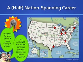 A (Half) Nation-Spanning Career 
“It’s good 
for your 
career if 
you’re 
willing to 
move.” 
“It’s 
unlikely I’ll 
follow that 
particular 
piece of 
advice, but 
thanks 
anyway.” 
Ravenstone Press, 2004 
 