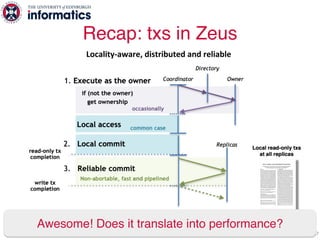Recap: txs in Zeus
47
Locality-aware, distributed and reliable
Awesome! Does it translate into performance?
 