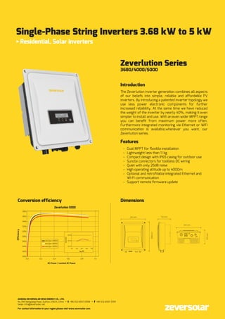 Zeverlution 4000 and 5000s Single phase Inverter