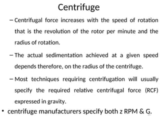 Rcf Rotation Speed Equipment handling in medical demonstration | PPT