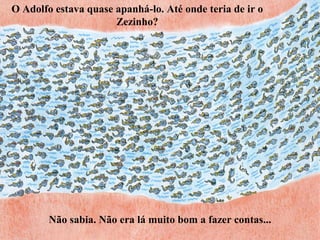 O Adolfo estava quase apanhá-lo. Até onde teria de ir o
Zezinho?
Não sabia. Não era lá muito bom a fazer contas...
 