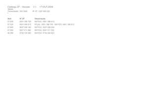Catálogo ZF - Veicular 3.1 17-OUT-2008 
Tabela 
Transmissão: 16S 1650 Nº ZF: 1297 095 020 
5 
Item Nº ZF Observação 
07.630 0501 396 755 ANTIGO: 0501 396 612 
07.630 0501 396 612 ATUAL: 0501 396 755 ANTIGO: 0501 396 612 
07.640 0637 006 180 ANTIGO: 0637 006 034 
07.650 0637 011 589 ANTIGO: 0637 011 532 
49.390 0730 104 083 ANTIGO: 0730 000 623 
 