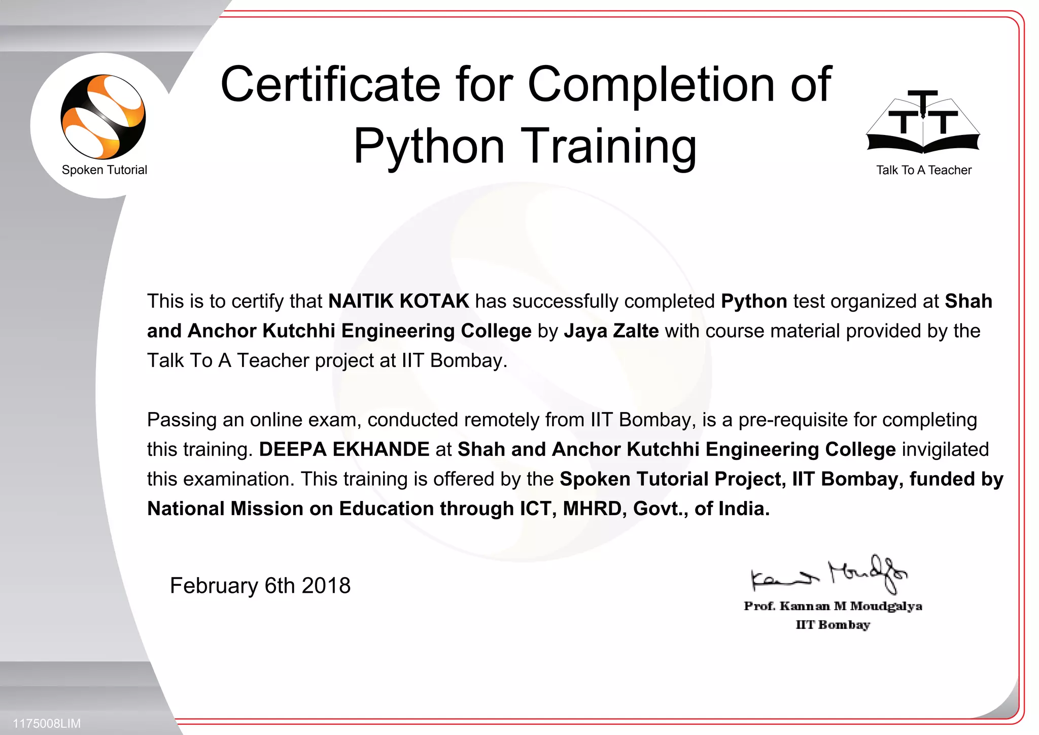 Naitik kotak-python-certificate | PPT