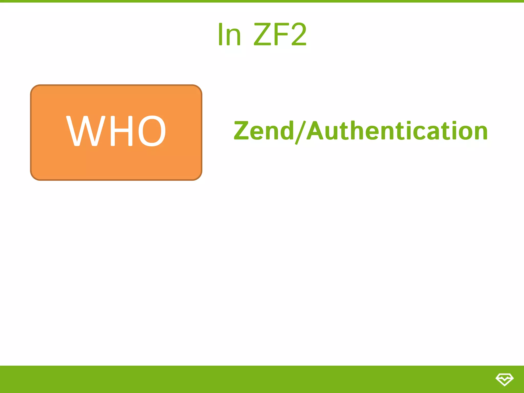 In ZF2 WHO Zend/Authentication 