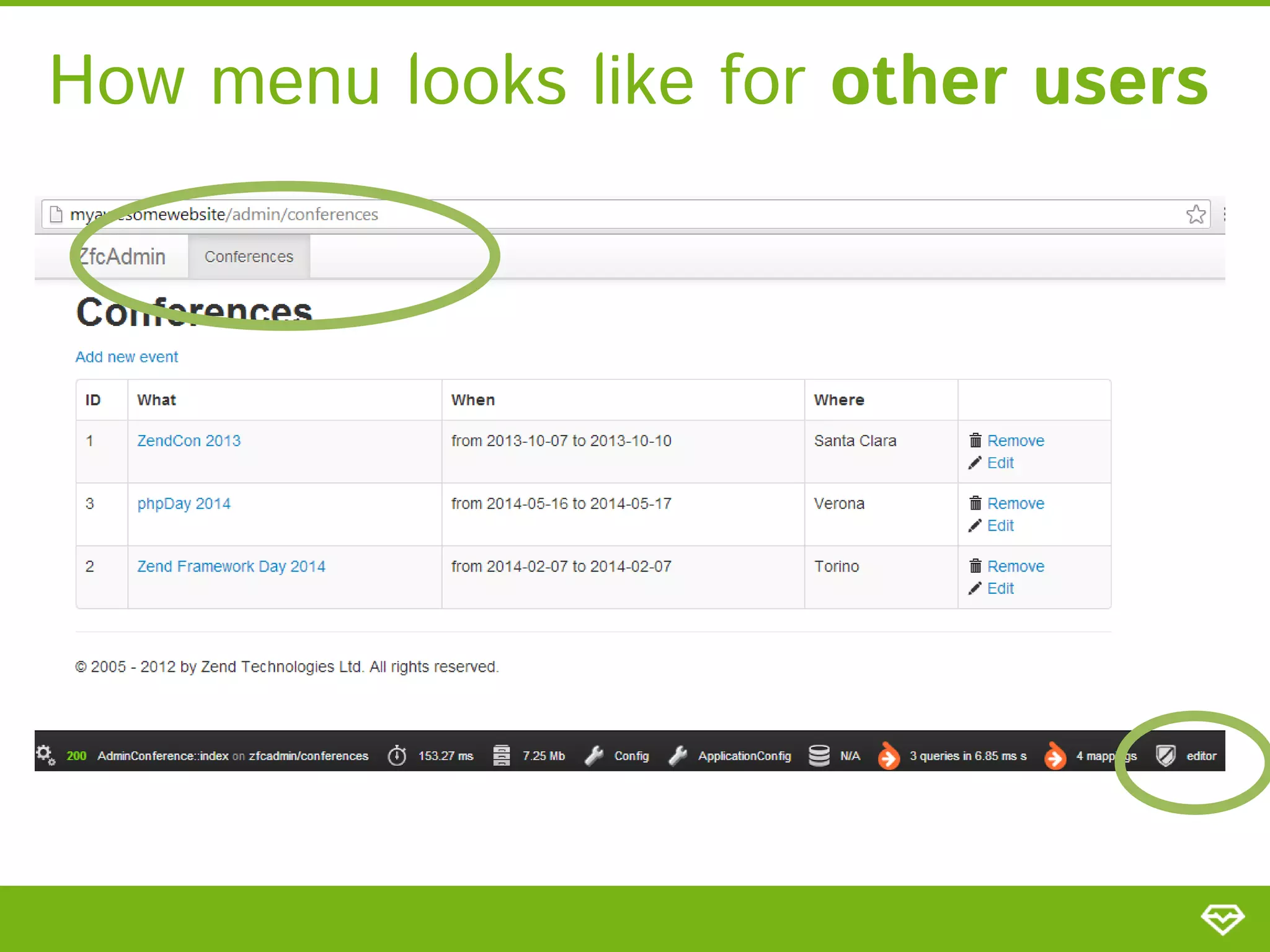 How menu looks like for other users 