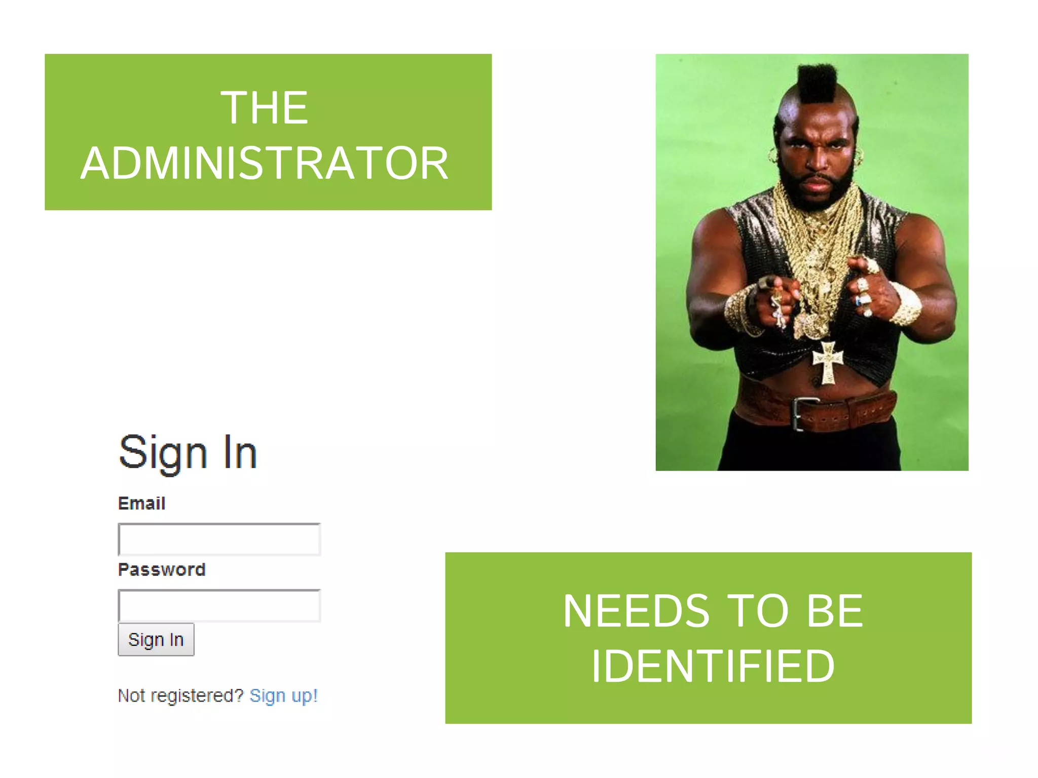 THE ADMINISTRATOR NEEDS TO BE RECOGNIZED IDENTIFIED 