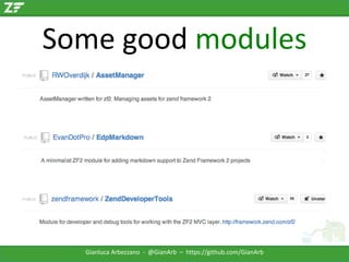 Some good modules

Gianluca Arbezzano - @GianArb – https://github.com/GianArb

 
