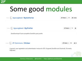 Some good modules

Gianluca Arbezzano - @GianArb – https://github.com/GianArb

 