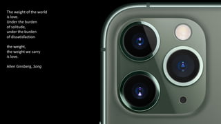 The weight of the world
is love.
Under the burden
of solitude,
under the burden
of dissatisfaction
the weight,
the weight ...