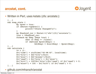 %iowait

•

I/O wait percent ... still zero in illumos!
# mpstat 1
CPU minf mjf xcal
0 483
0 427
1 625
0 153
2 269
0 702
3 281
0 161
4 173
0 577
5 172
0
98
6 139
0 678
7 140
0
91
8 124
0 527
[...]

intr ithr csw icsw migr smtx
2216 913 4415
6
79
45
4171 1748 2887
4
42
37
1720 636 2943
5
71
39
1433 529 2255
3
39
35
3361 1465 2565
3
50
38
1108 418 1640
2
27
30
2406 802 2509
4
60
34
1343 527 2196
2
36
31
1145 419 1676
2
43
29

srw syscl
0 9275
0 5909
0 6422
0 5269
0 4645
0 3699
0 5135
0 4879
0 3335

usr sys
7 11
7
8
5
8
5
5
4
6
3
3
4
6
4
4
4
4

wt idl
0 83
0 85
0 87
0 90
0 90
0 94
0 90
0 92
0 92

 