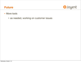There’s more, cont.

•

There are more tools

•

And much, much, more DTrace

DTRACE	
 