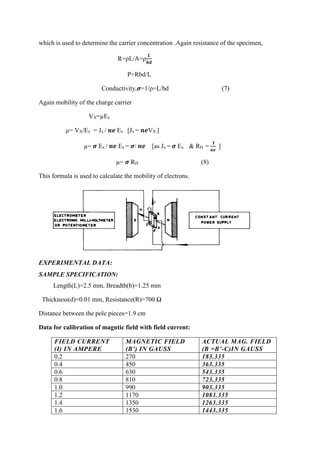 Measurement of Hall coefficient of a semiconductor | PDF