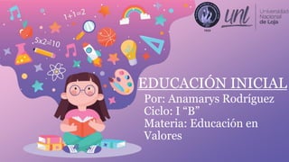 EDUCACIÓN INICIAL
Por: Anamarys Rodríguez
Ciclo: I “B”
Materia: Educación en
Valores
 