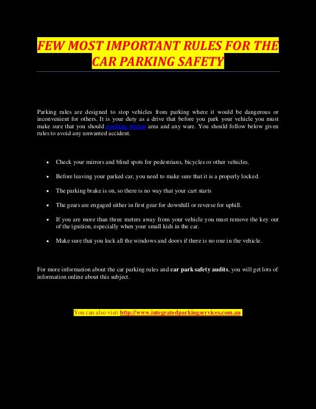 Few most important rules for the car parking safety
