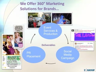 Social
Media
Campaign
PR
Placement
Event
Services &
Production
We Offer 360° Marketing
Solutions for Brands…
 