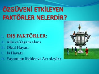 1. DIŞ FAKTÖRLER:
A. Aile ve Yaşam alanı
B. Okul Hayatı
C. İş Hayatı
D. Yaşanılan Şiddet ve Acı olaylar
 