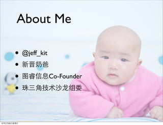 About Me

        • @jeff_kit
        • 新晋奶爸
        • 图睿信息Co-Founder
        • 珠三角技术沙龙组委

12年2月26日星期日
 
