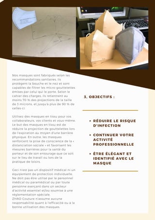 Nos masques sont fabriqués selon les
recommandations sanitaires, ils
protègent la bouche et le nez et sont
capables de fil...
