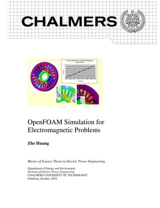 OpenFOAM Simulation for
Electromagnetic Problems
Zhe Huang
Master of Science Thesis in Electric Power Engineering
Department of Energy and Environment
Division of Electric Power Engineering
CHALMERS UNIVERSITY OF TECHNOLOGY
Göteborg, Sweden, 2010
 
