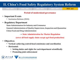 China's Food Safety regulatory system: Achievements, Challenges and Suggestions