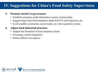 China's Food Safety regulatory system: Achievements, Challenges and Suggestions