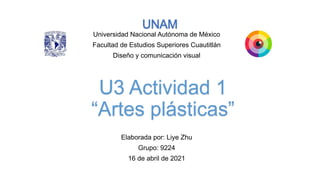 Elaborada por: Liye Zhu
Grupo: 9224
16 de abril de 2021
Universidad Nacional Autónoma de México
Facultad de Estudios Superiores Cuautitlán
Diseño y comunicación visual
 
