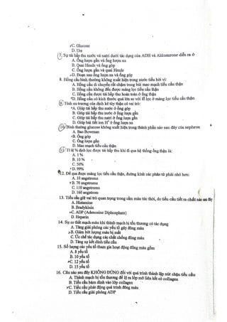 TRẮC NGHIỆM SINH LÝ HỌC