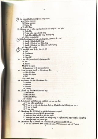 TRẮC NGHIỆM SINH LÝ HỌC