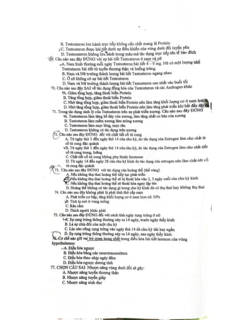 TRẮC NGHIỆM SINH LÝ HỌC