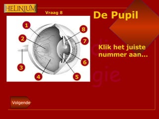 1 2 3 4 6 7 8 5 Klik het juiste nummer aan... De Pupil Vraag 8 