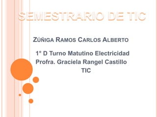 ZÚÑIGA RAMOS CARLOS ALBERTO
1° D Turno Matutino Electricidad
Profra. Graciela Rangel Castillo
TIC

 