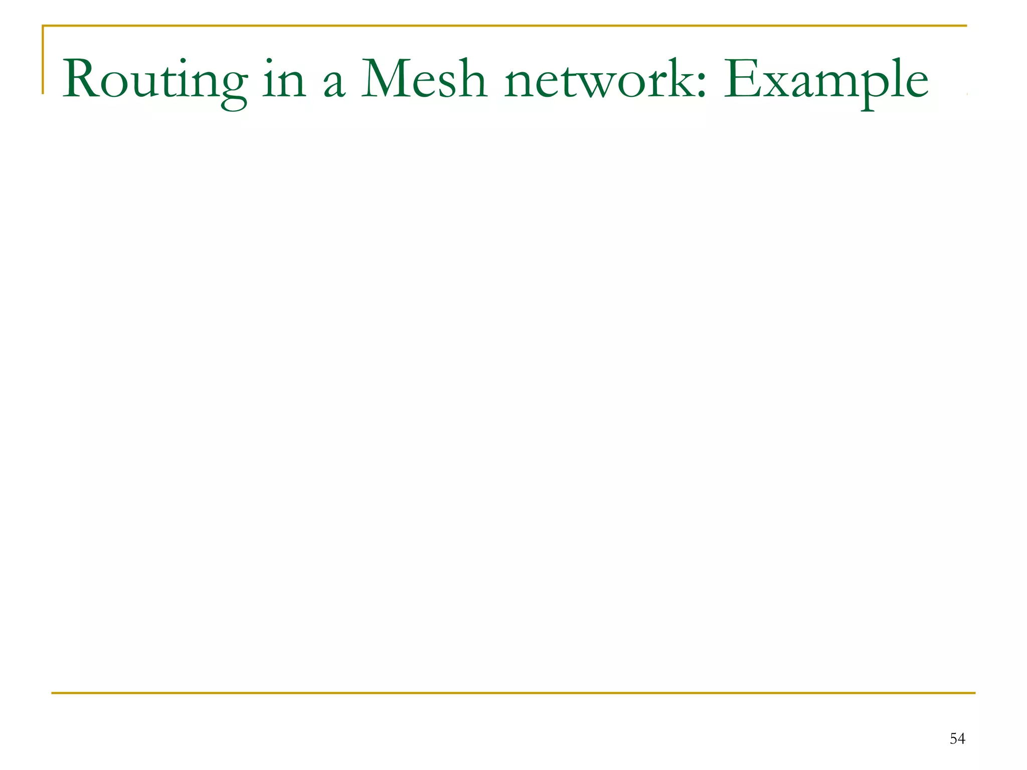 54
Routing in a Mesh network: Example
 