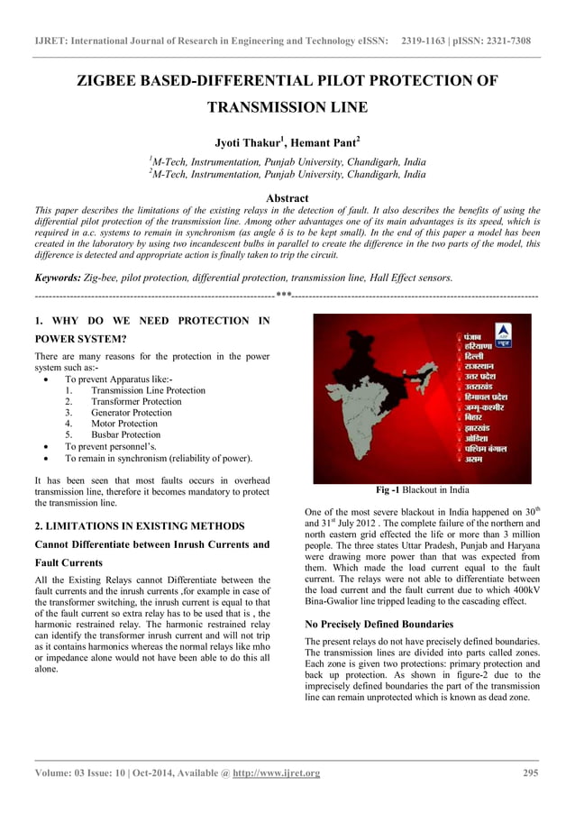 Zigbee based differential pilot protection of transmission line PDF