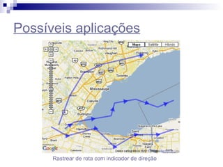 Possíveis aplicações Rastrear de rota com indicador de direção 