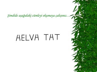 Şimdide aşağıdaki cümleyi okumaya çalışınız…
 