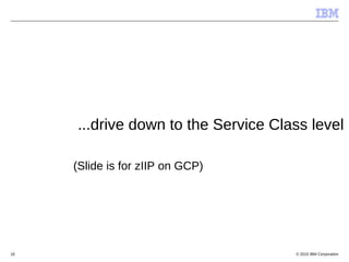© 2015 IBM Corporation16
...drive down to the Service Class level
(Slide is for zIIP on GCP)
 