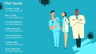 Our team
AYESHA NAZIR
1381-FBAS/BSBT/F20
IRSA TAHIR
1377-FBAS/BSBT/F20
ZANINB SIDDIQUE
1385-FBAS/BSBT/F20
MARIA HUSSAIN
1393-FBAS/BSBT/F20
DANIA MUQADAS
1394-FBAS/BSBT/F20
MAHIRA BIBI
1396-FBAS/BSBT/F20
DUR-E-SHEWAR
1407-FBAS/BSBT/F20
 