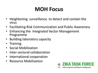 MOH Focus
• Heightening surveillance to detect and contain the
virus
• Facilitating Risk Communication and Public Awarenes...