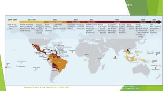 Petersen LR et al. N Engl J Med 2016;374:1552-1563.
Areas in Which Zika Virus Infections in Humans Have Been
Noted in the Past Decade (as of March 2016).
 