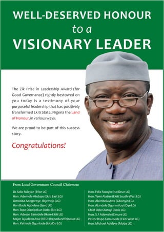 Well-Deserved Honour to a Visionary Leader