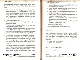 Nafas Duduk 
Yaitu melakukan pernafasan dengan duduk bersila seperti 
Praktek Pernafasan Tenaga Dalam Fisik (Offensive), 
yaitu: 
1. Lakukan inisiasi. Yaitu dengan berdoa dan niat: "Ya 
Allah Ya Qawiyyu. Ya Allah Yang Maha Kuasa. Atas 
kuasa-Mu, perkenankan saya menyerap kesadaran 
energi tenaga dalam seperti yang dimiliki oleh 
SAIFUDDIN AMAN." (Anda bisa sebutkan yang lain, 
yang sudah Anda ketahui). 
2. Pembersihan Awal (3 kali). 
Duduk tegak bersila, telapak tangan di pangkuan 
menghadap ke atas. 
Pernafasan segi empat, pernafasan perut. Tarik dari 
hidung dan buang dari mulut. 
Tarik nafas perlahan-lahan melalui hidung, bertahap 
selama 7 detik. Tahan nafas di perut dan tekan keluar 
selama 12 detik. Buang dari mulut terbuka lebar, sampai 
udara di perut habis (kempis). Ulangi sampai 3 kali. 
3. Pengisian dan pengendapan tenaga dalam metafisika. 
Duduk bersila tegak, posisi tangan Namaskara Mudra, 
yaitu kedua telapak tangan rapat berdiri di dada. 
Pernafasan segi empat, pernafasan perut. Tarik nafas 
dari hidung, dan buang lewat mulut dengan suara 
mendesis. 
Tarik nafas perlahan-lahan melalui hidung bertahap 
selama 7 detik. Tahan nafas di perut selama 60 detik. 
Posisi gigi terkatup dan ujung lidah ditekan ke atas. 
Buang nafas dengan perlahan-lahan dari mulut 
i'ilx 
mendctls EamPai dengan udara di perut habis (kempis). 
Ulangi sampai 49 kali. 
o Untuk bisa menahan nafas sampai 60 detik, kita bisa 
melatihnya secara bertahap. 
o Tahap pertama, Anda tahan nafas sampai hitungan 
20 (20 detik). Ulangi sampai 3 kali. 
. Tahap kedua, Anda tahan nafas sampai hitungan 30 
(30 detik). Ulangi sampai 3 kali. 
o Tahap ketiga, Anda tahan nafas sampai hitungan 40 
(40 detik). U1angi sampai 3 kali. 
. Tahak keempat, Anda tahan nafas sampai hitungan 
50 (50 detik). Ulangi sampai 3 kali. 
r Tahap kelima, Anda tahan nafas sampai hitungan 60 
(60 detik). Ulangi sampai 3 kali. 
4. Pembersihan akhir (3 kali), 
Caranya sama dengan pembersihan awal. 
Nafas |urus 
Yaitu melakukan pernafasan dengan berdiri sambil 
melakukan gerakan jurus-jurus khusus. Masing-masing 
jurus ada makna dan filososfinya. Banyak sekali jurus-jurus 
yang diterapkan untuk tenaga dalam metafisika. Di 
antaranya: 
. Nafas ]urus Pembersihan. 
. Nafas Jurus Pengisian. 
Nafas ]urus Pembersihan 
1. Jurus pembersihan L. 
 